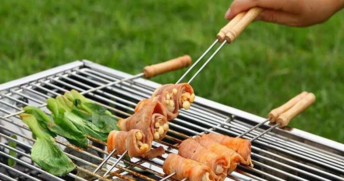 K Kudos Stainless Steel Barbeque Skewers Set Reusable BBQ Grilling Sticks  pack of 10