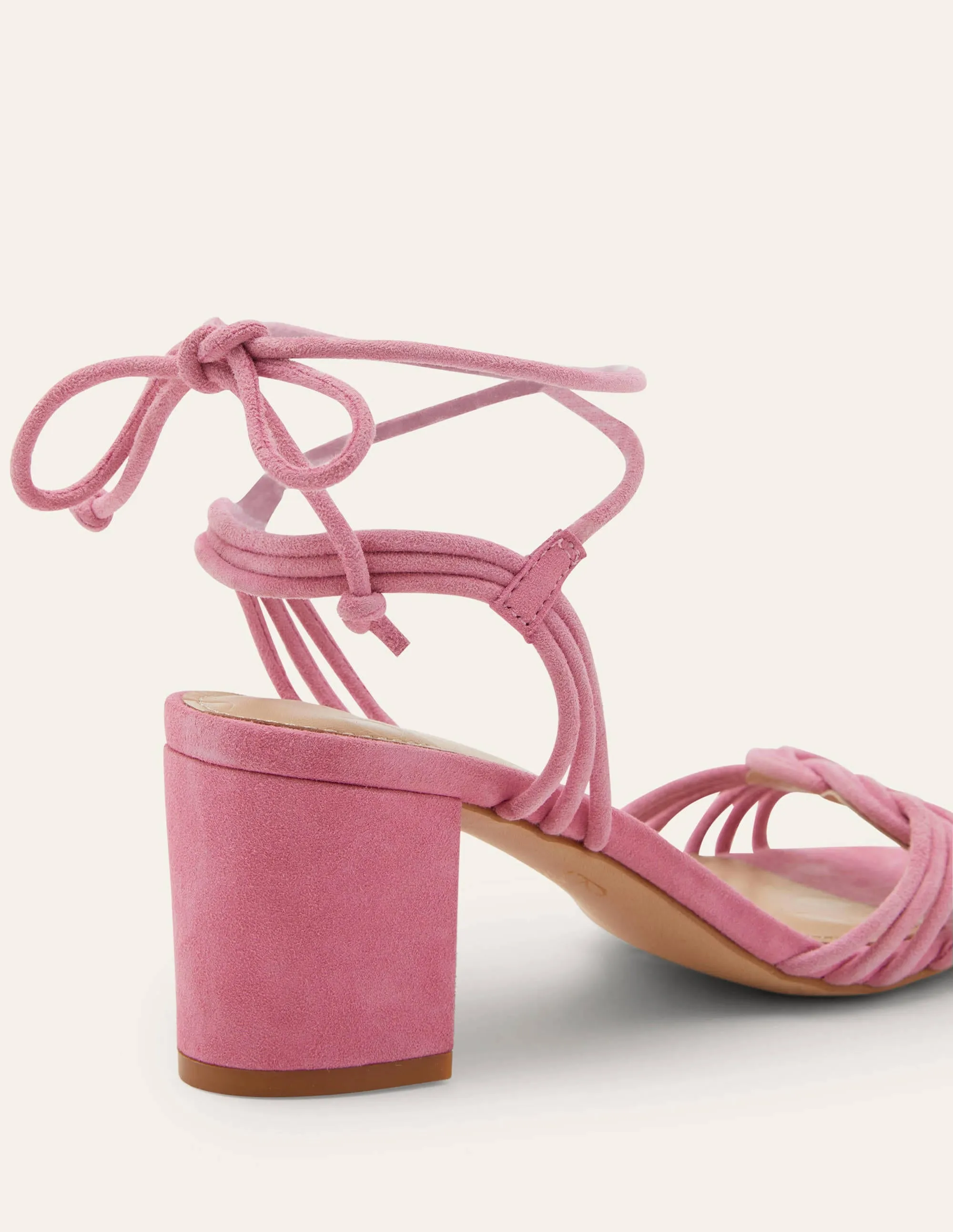 Knot Detail Heel Sandals-Sachet Pink