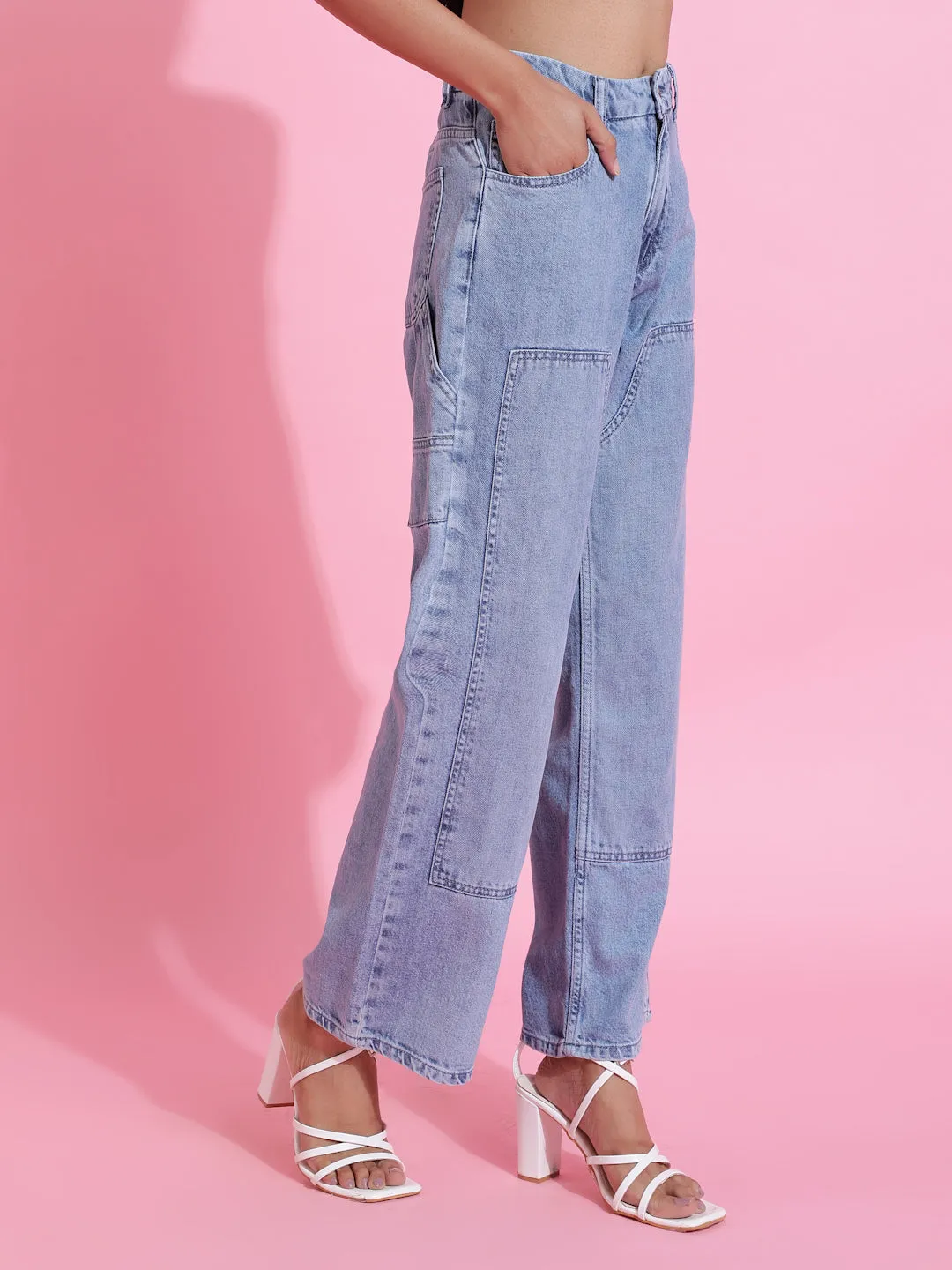 Light Blue Baggy Fit Denim Jeans