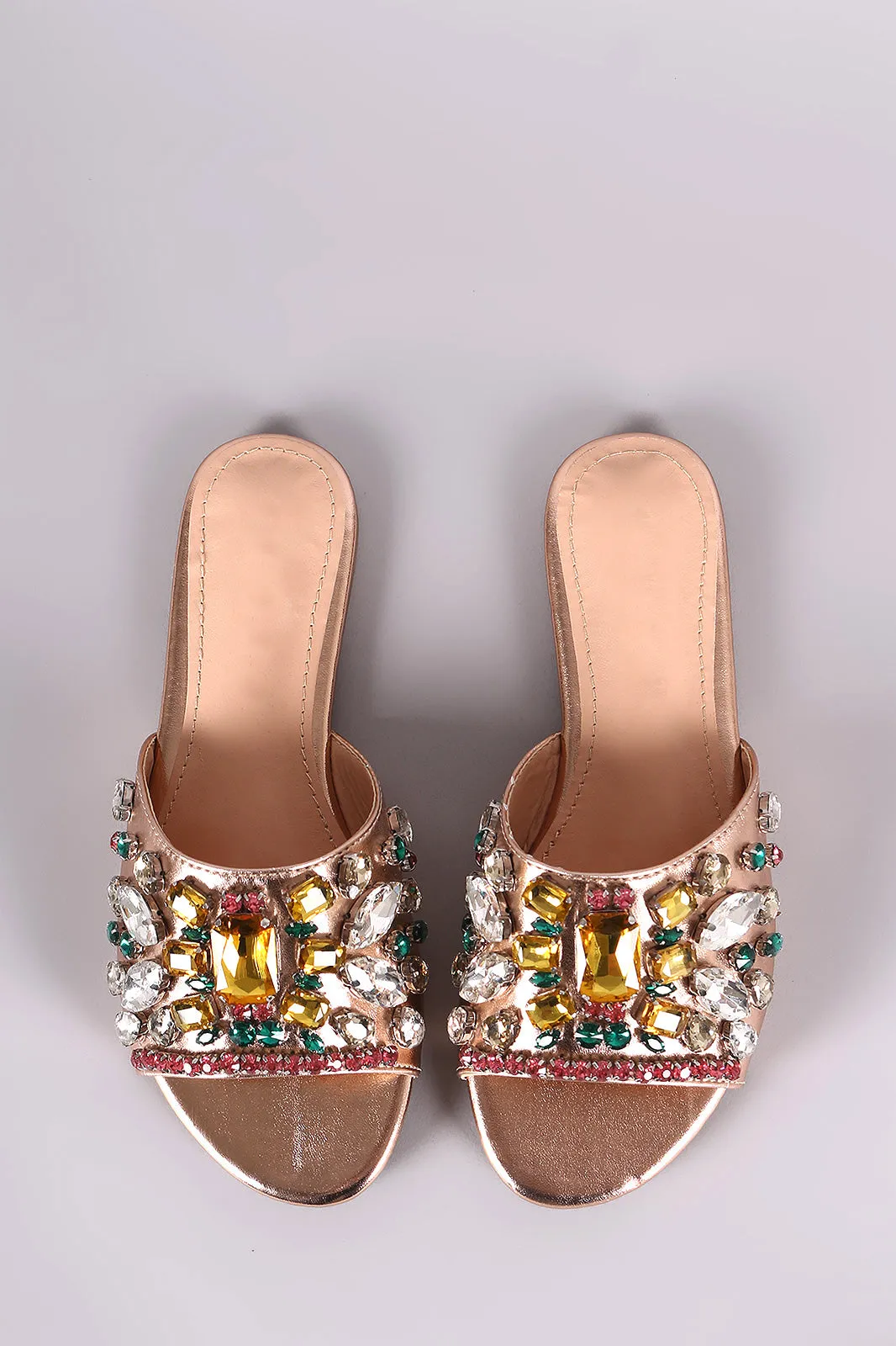 Liliana Jewels Embellished Open Toe Slide Sandal