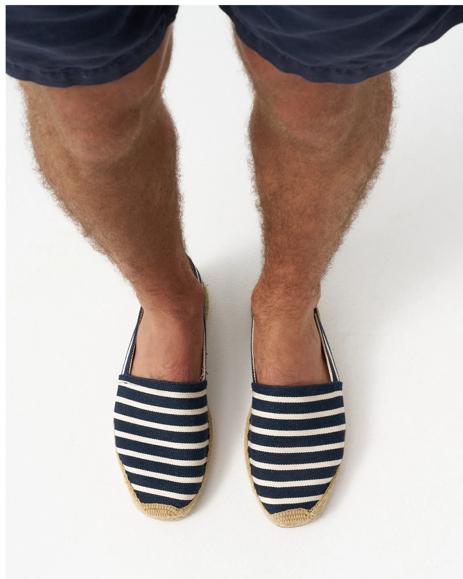 Mens_Espadrilles_The Original_Woven Stripes_Classic - Dark Navy - Ivory