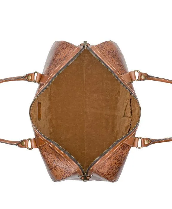 Milano Weekender Duffel Bag - Signature Map Leather