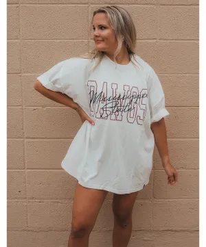 Mississippi State Owen Outline Oversized Tee