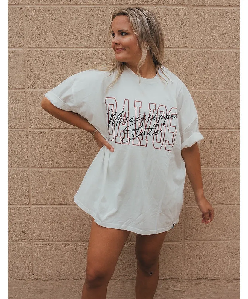 Mississippi State Owen Outline Oversized Tee