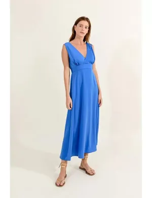 Molly Bracken Cobalt Blue Long Satin Dress