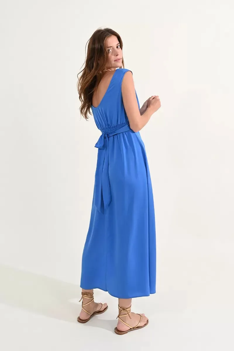 Molly Bracken Cobalt Blue Long Satin Dress