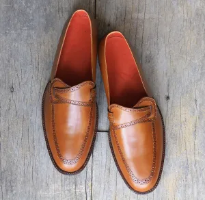 New Handmade Men's Brown Leather Butterfly Loafer Dress Shoes, Men Designer Shoes