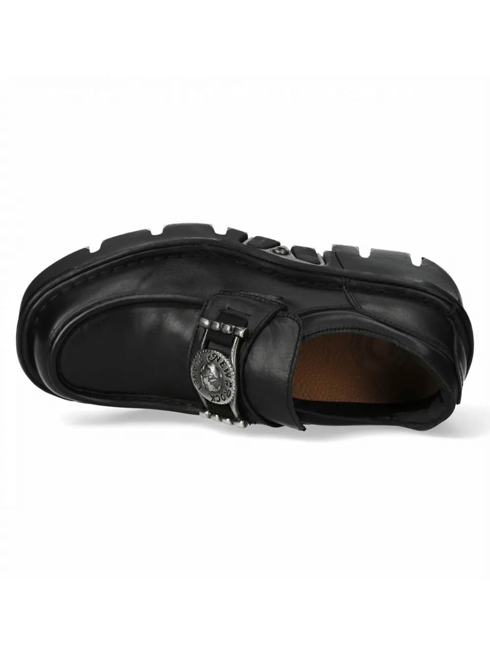 NEW ROCK Black Urban Rock Slip-On Shoes with Metal Emblem