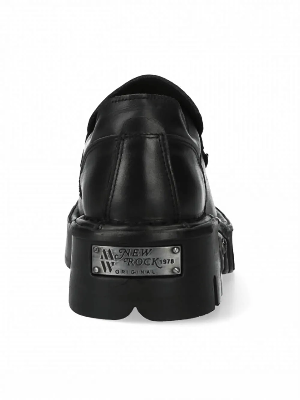 NEW ROCK Black Urban Rock Slip-On Shoes with Metal Emblem