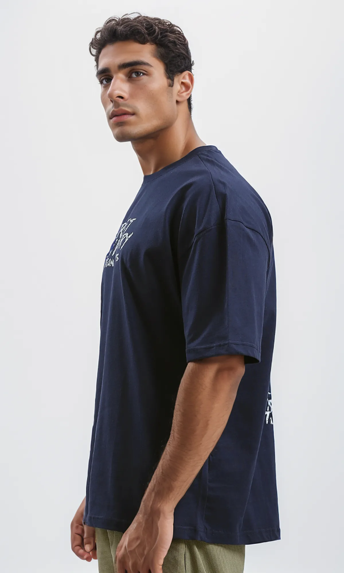 O179035 Front & Back Print Relaxed Fit Tee - Dark Navy Blue