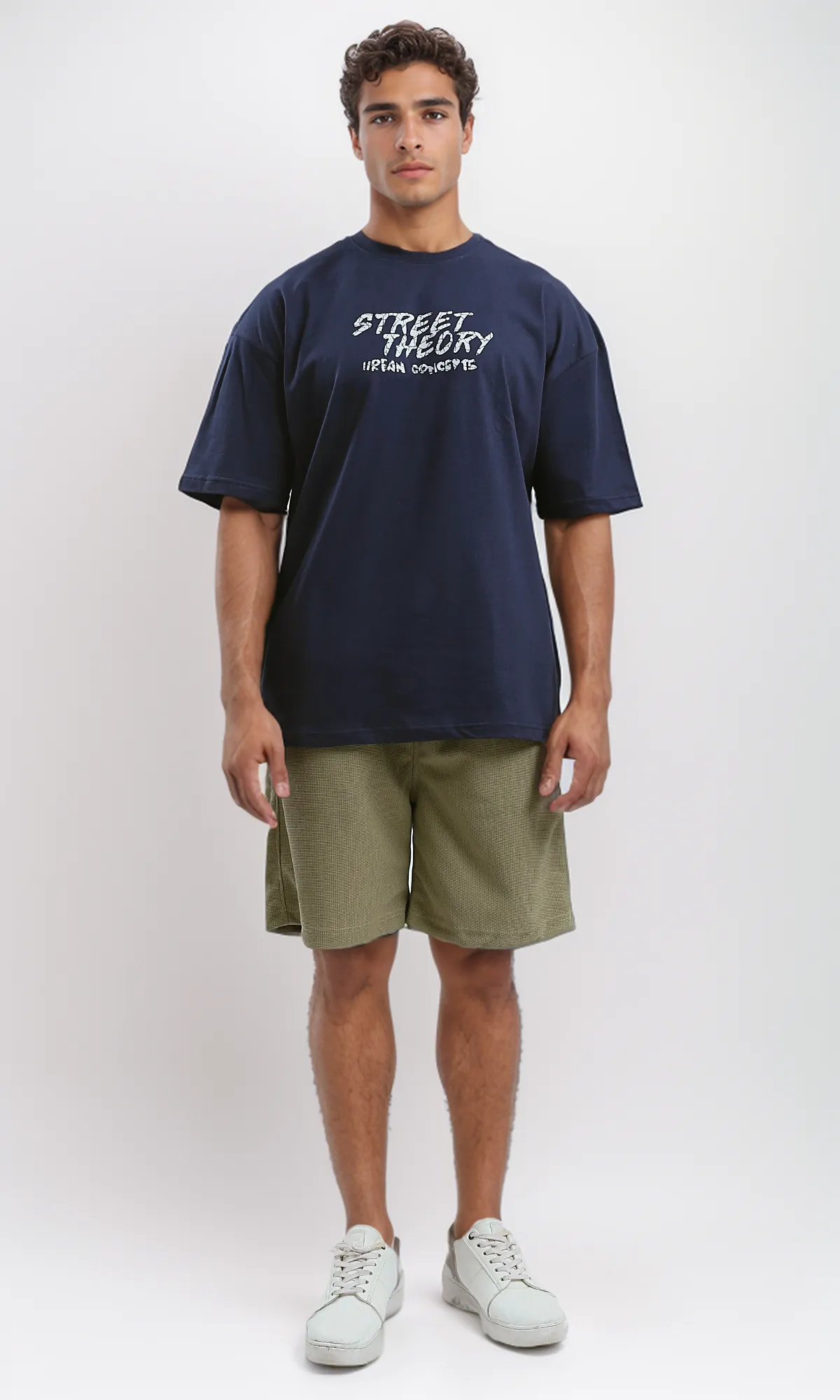 O179035 Front & Back Print Relaxed Fit Tee - Dark Navy Blue