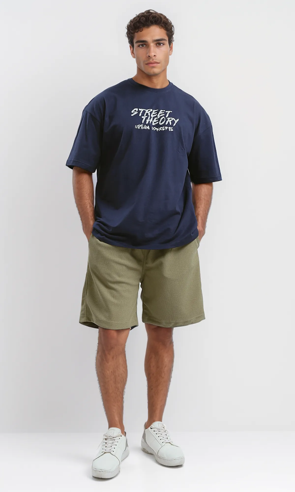 O179035 Front & Back Print Relaxed Fit Tee - Dark Navy Blue