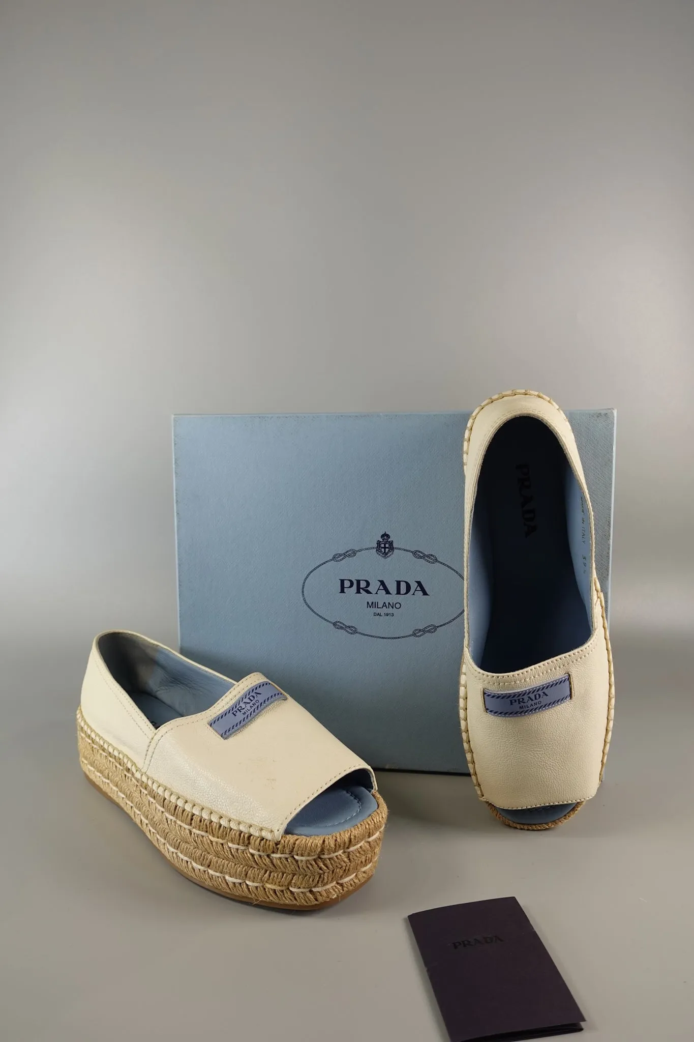 Open Toe Platform Espadrilles in Off White Size 39.5 (26cm)