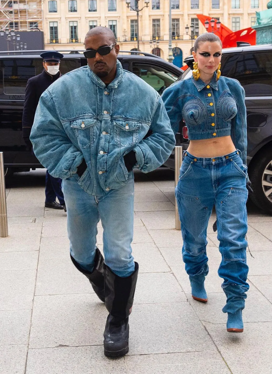 Over the knee denim boots