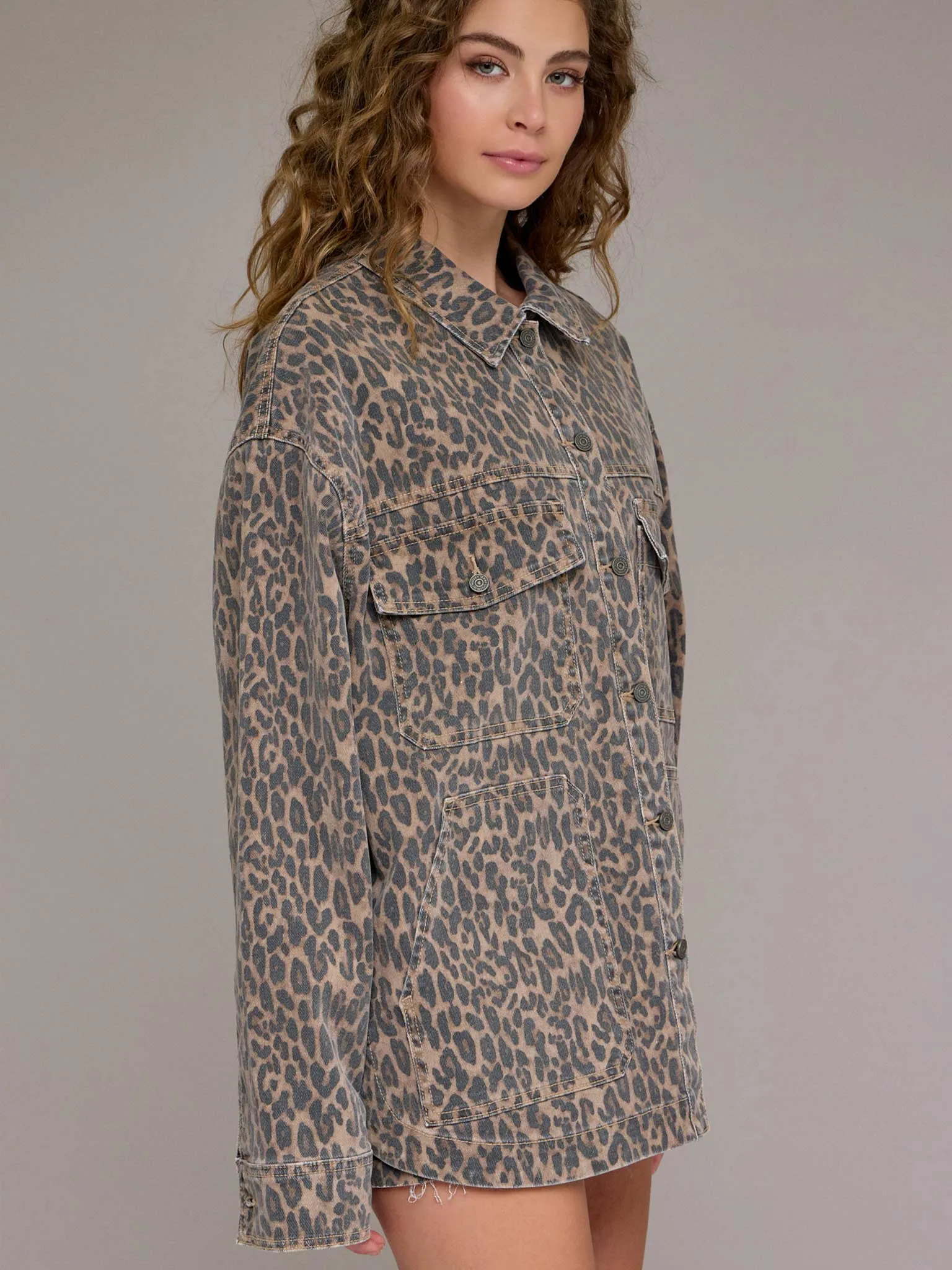 Oversized Denim Cheetah Schacket