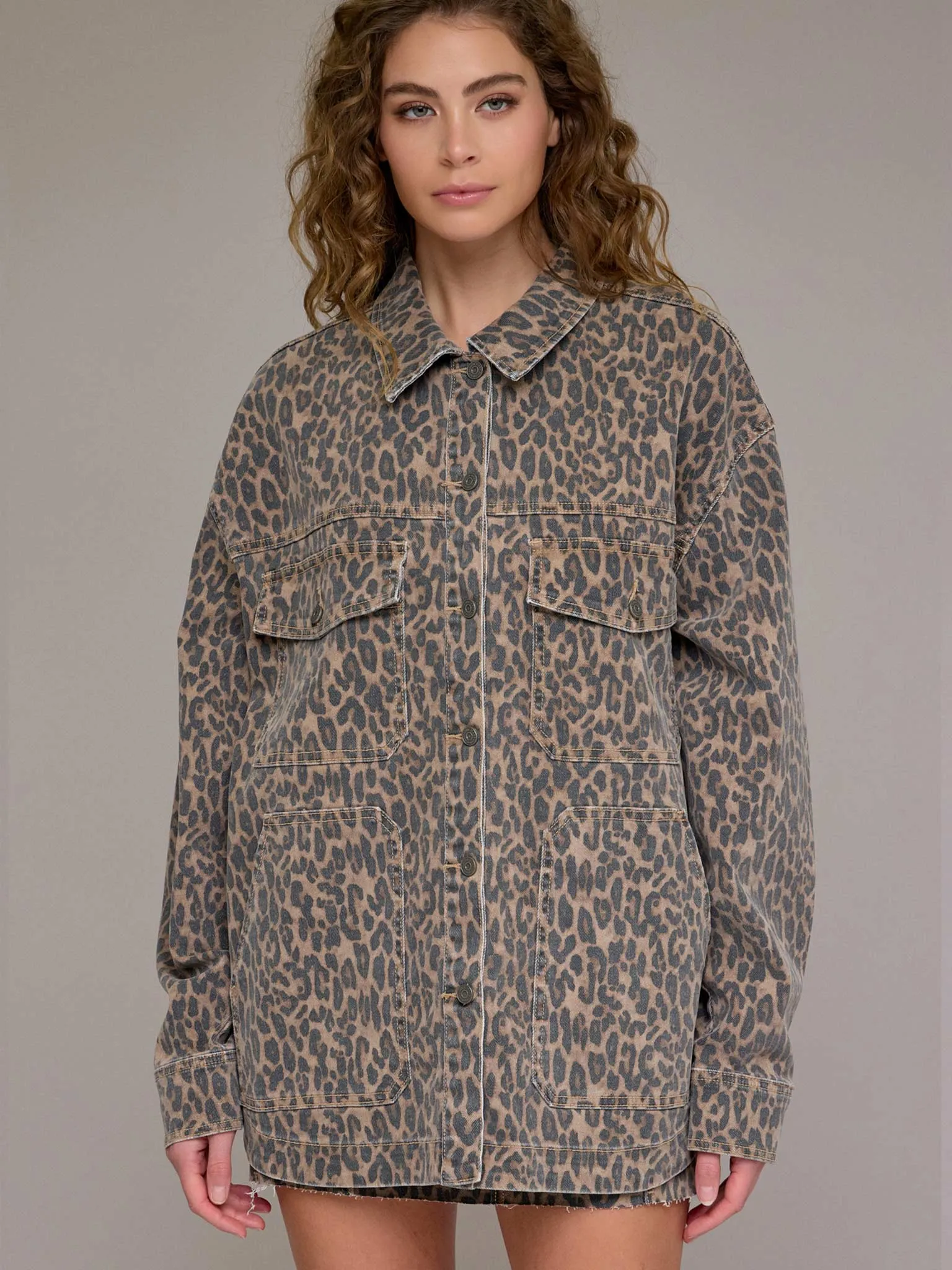 Oversized Denim Cheetah Schacket