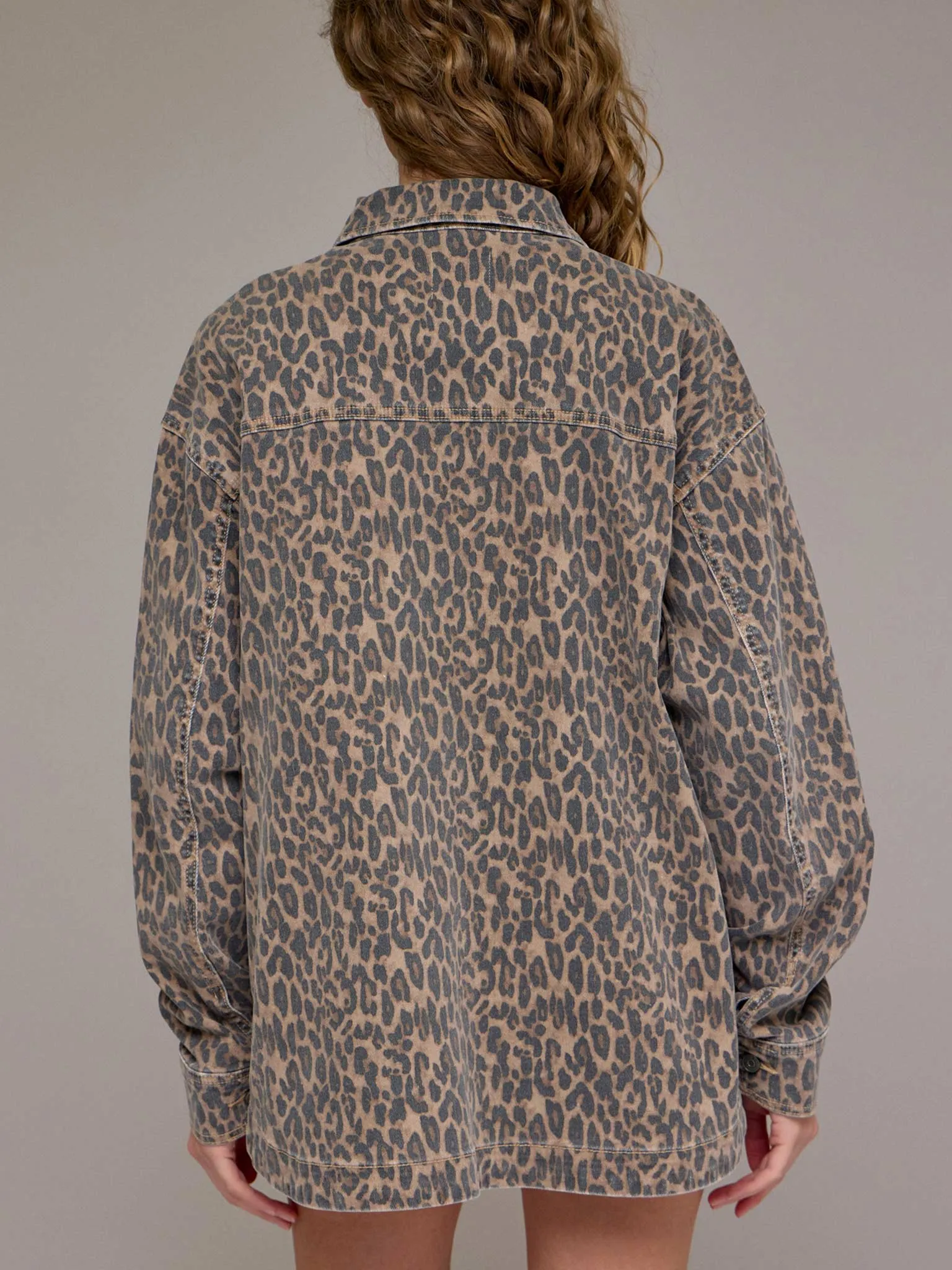 Oversized Denim Cheetah Schacket