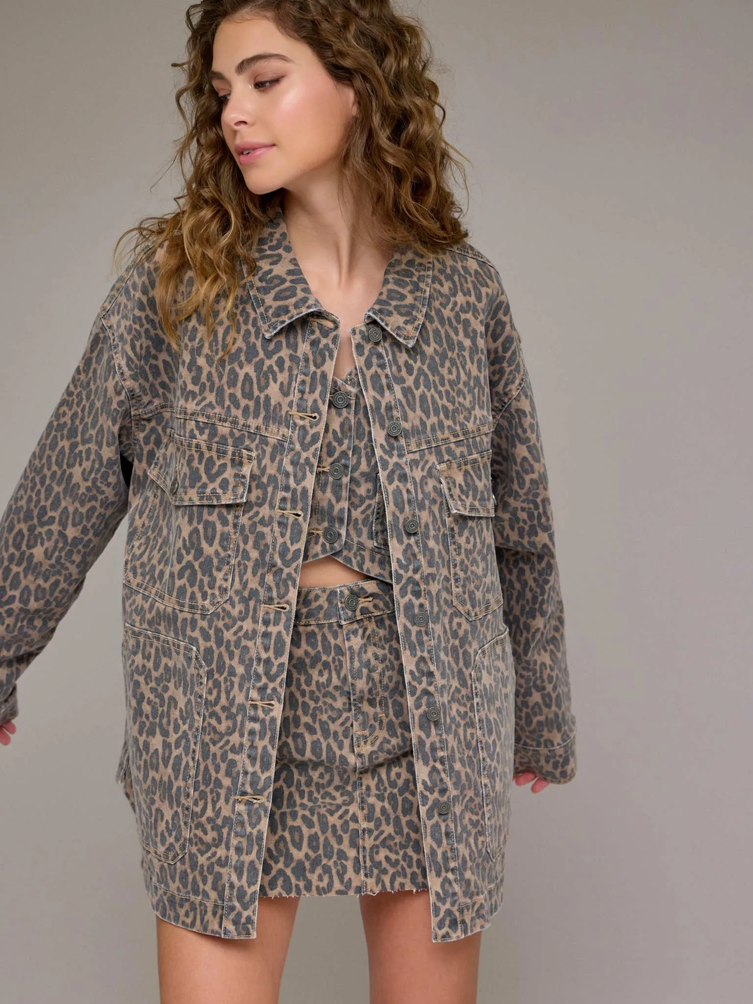 Oversized Denim Cheetah Schacket