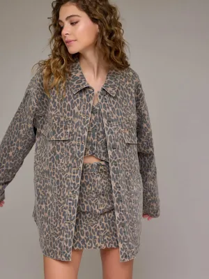 Oversized Denim Cheetah Schacket