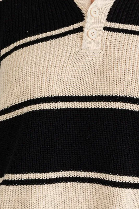 Oversized Stripe Collared Sweater