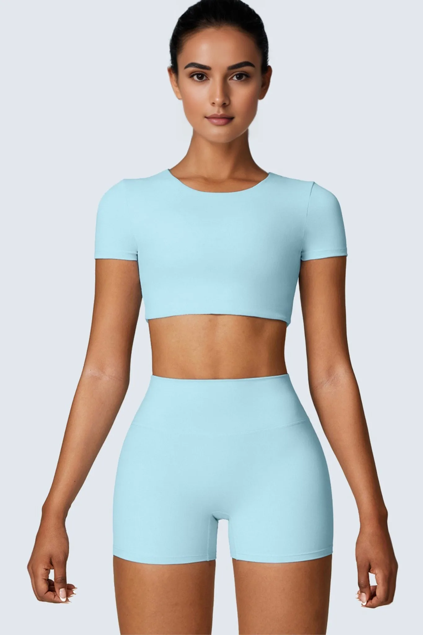 Power Move Crop Tee - Aqua Blue