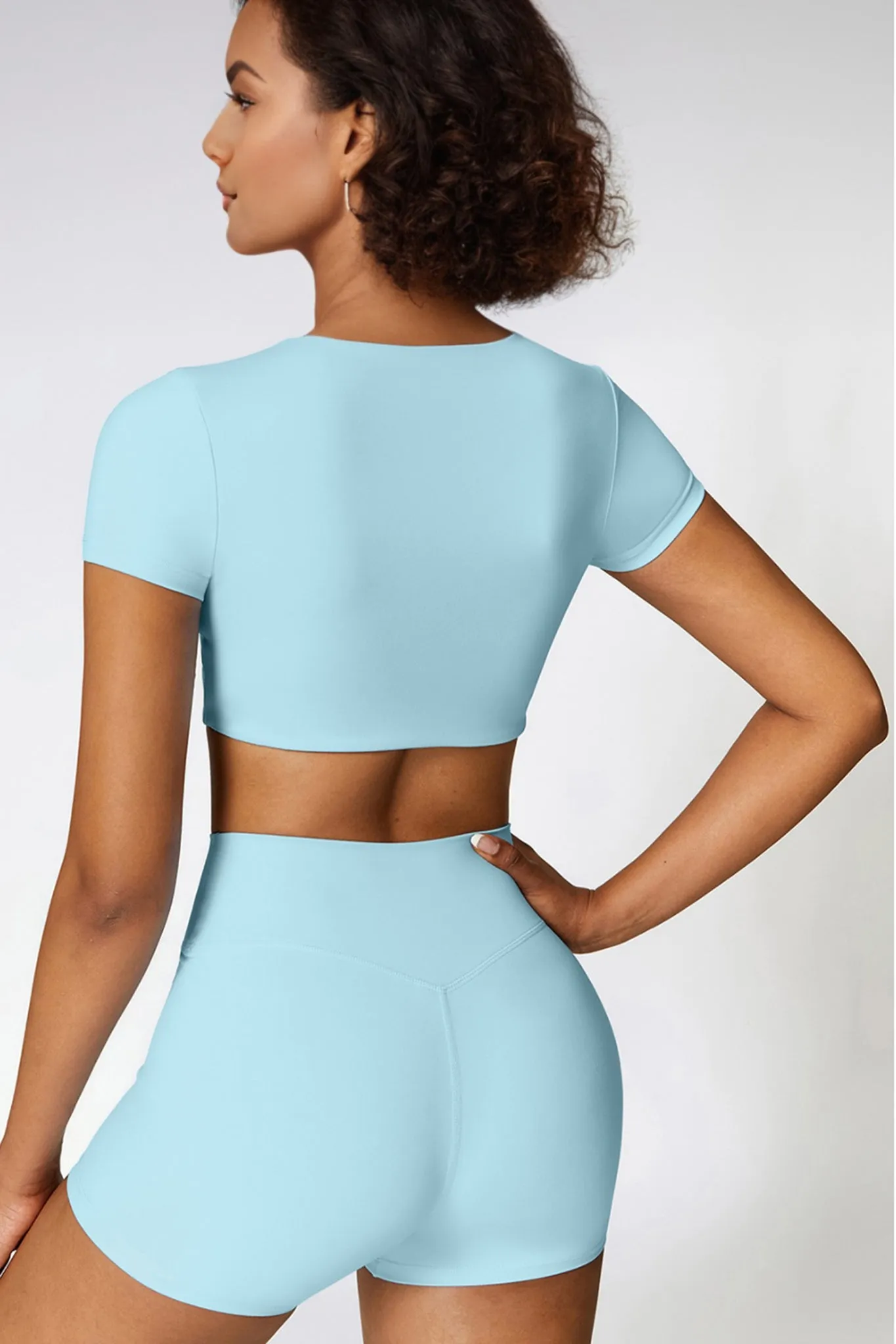 Power Move Crop Tee - Aqua Blue