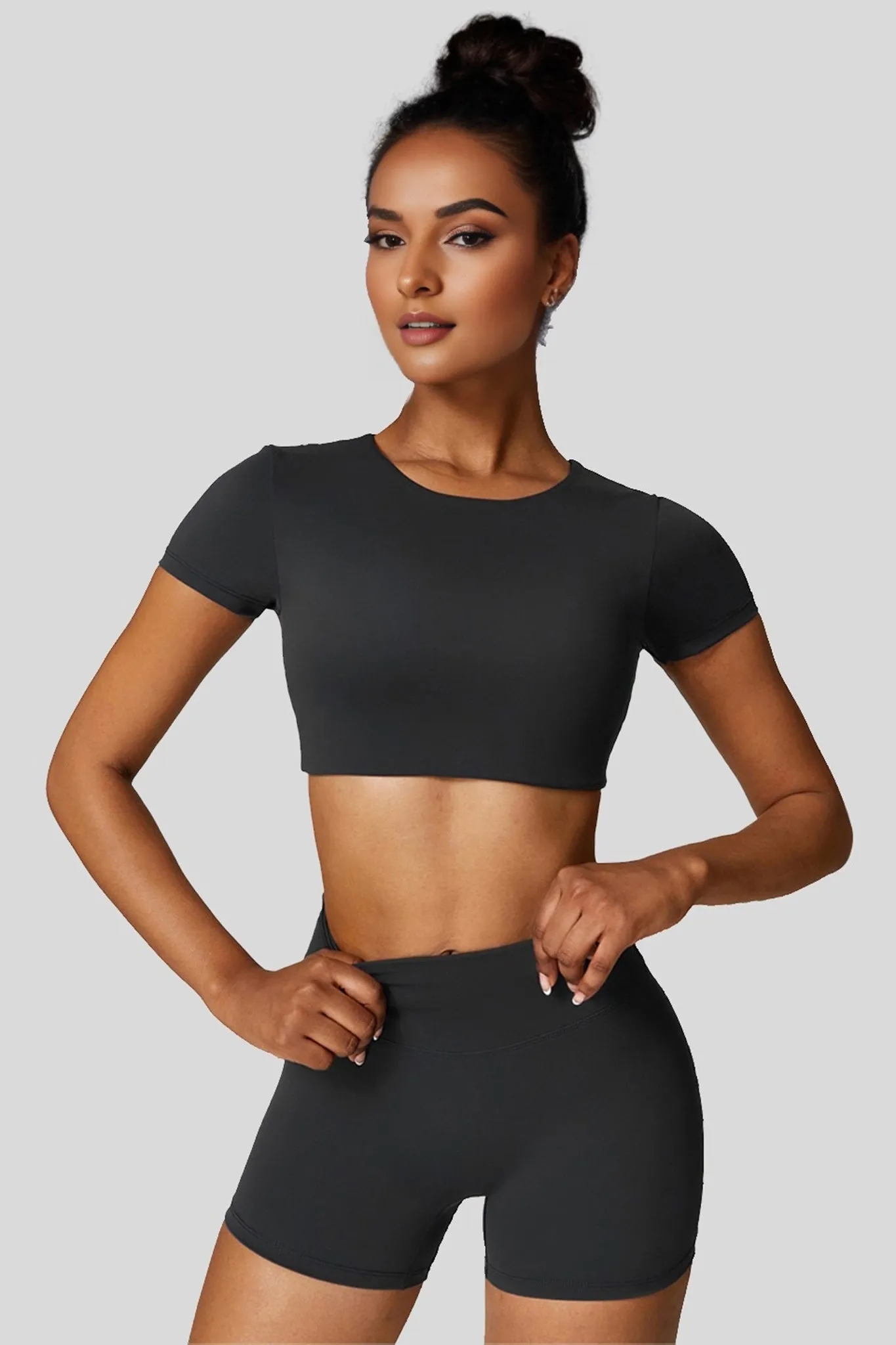Power Move Crop Tee - Slate Black