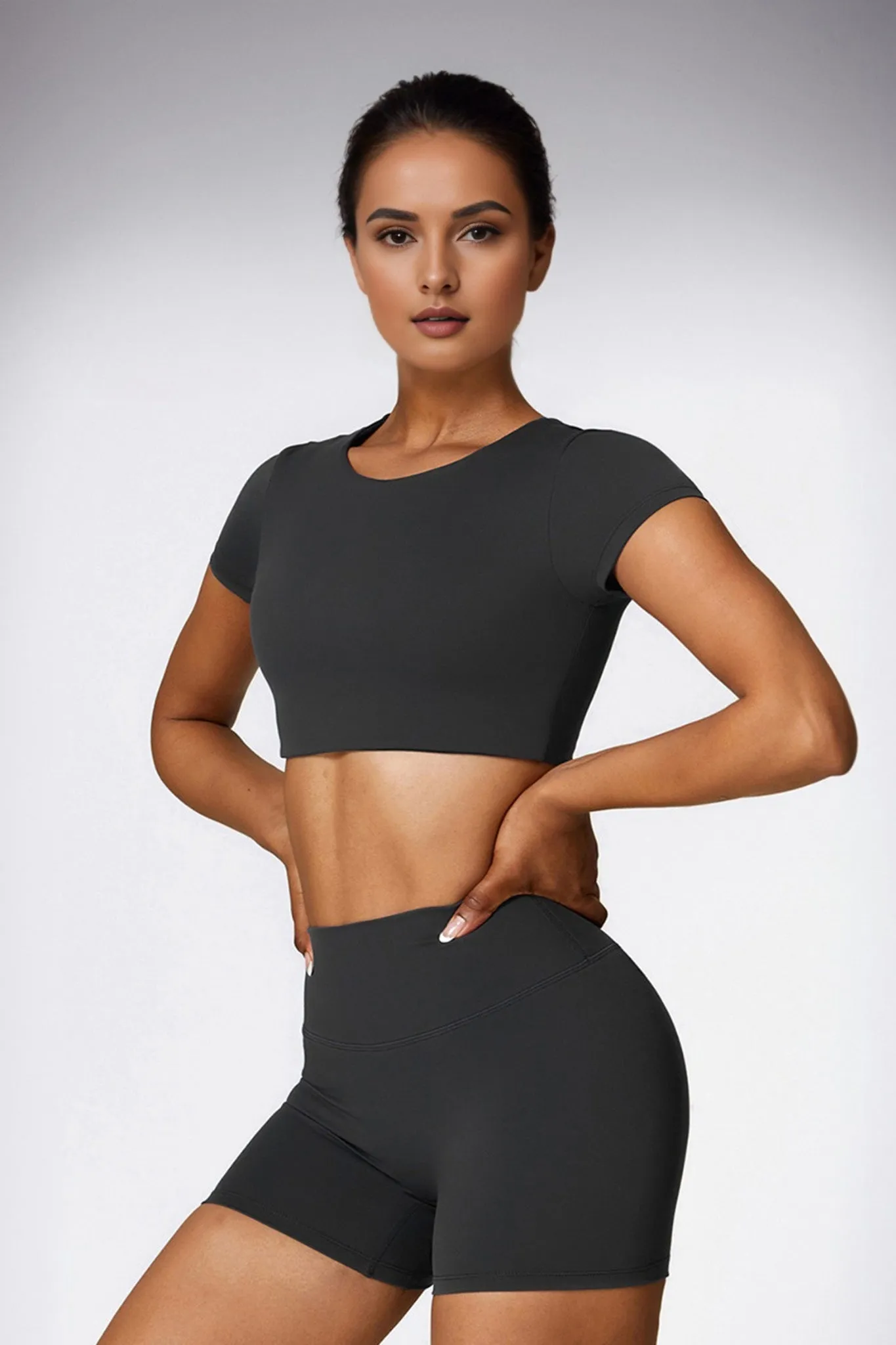 Power Move Crop Tee - Slate Black