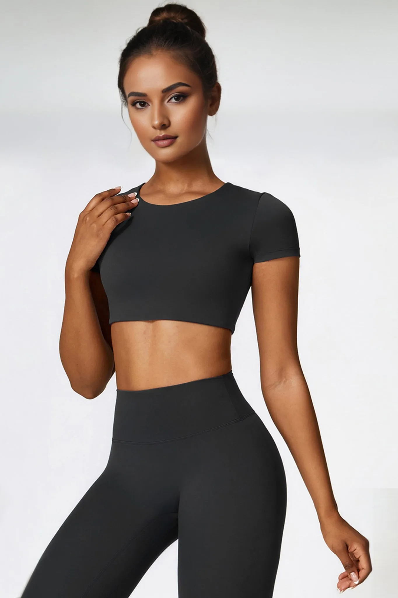 Power Move Crop Tee - Slate Black