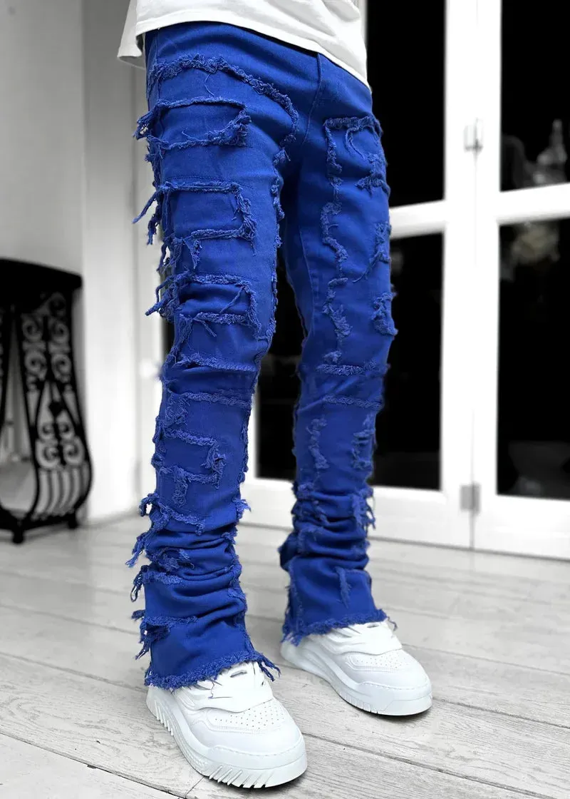 Ripped Slim Fit Destroyed Straight Denim