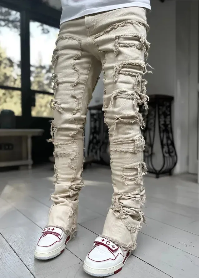 Ripped Slim Fit Destroyed Straight Denim