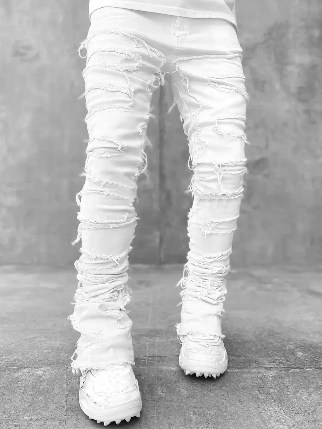 Ripped Slim Fit Destroyed Straight Denim