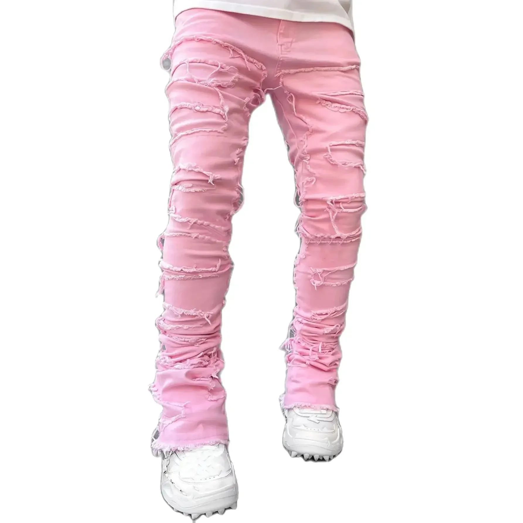 Ripped Slim Fit Destroyed Straight Denim
