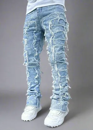 Ripped Slim Fit Destroyed Straight Denim