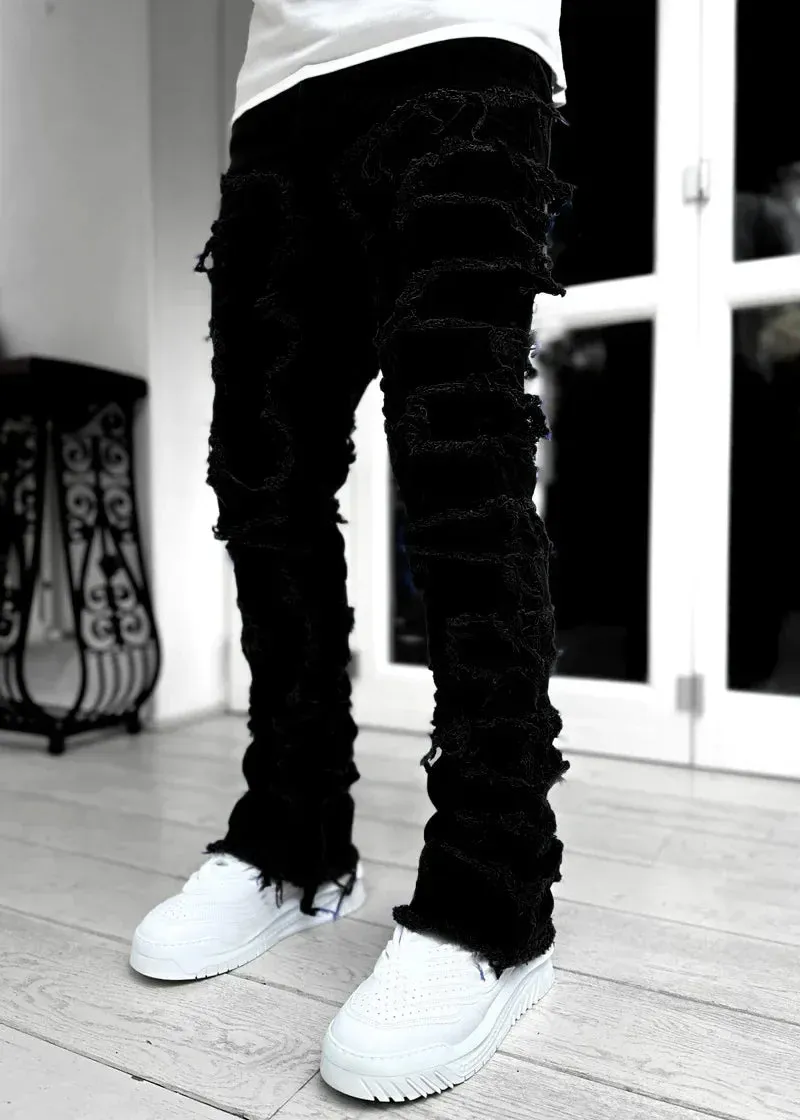 Ripped Slim Fit Destroyed Straight Denim