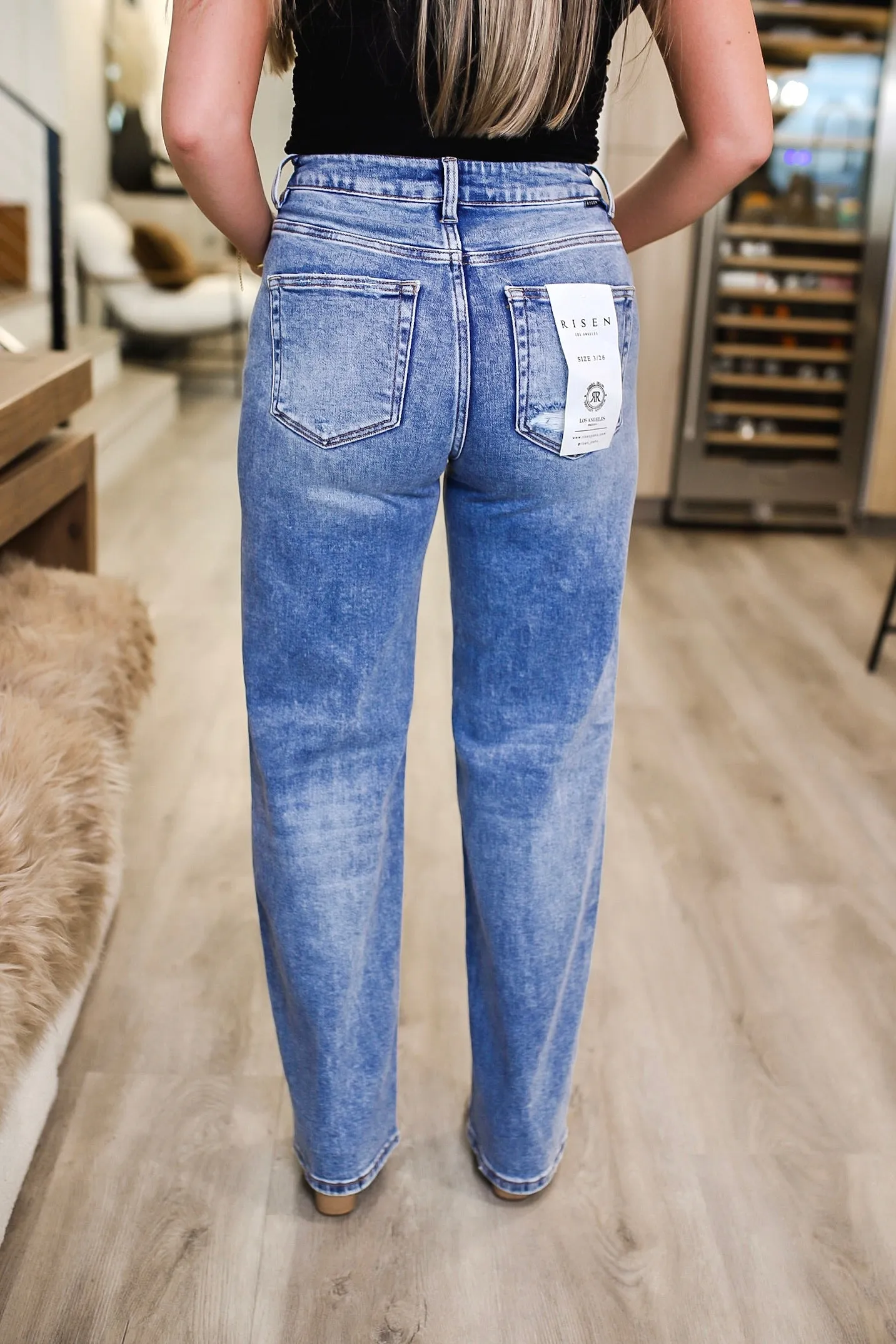 RISEN Full Size Distressed Wide Leg Jeans