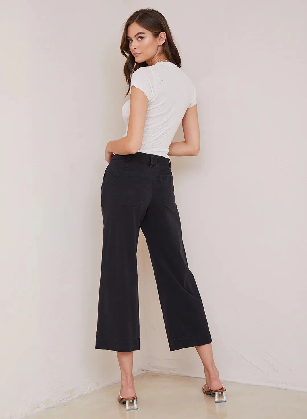 Saige Black Cropped Trouser