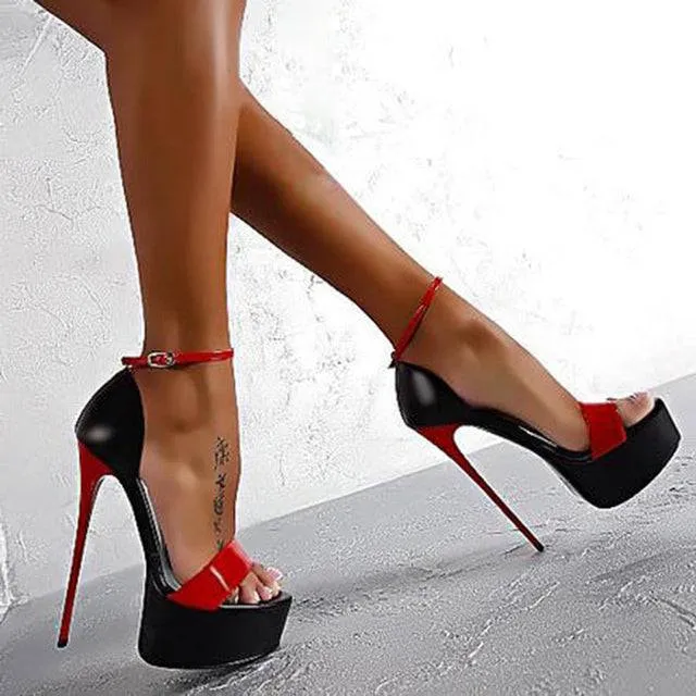 Sandals High Heels Open Toe Buckles