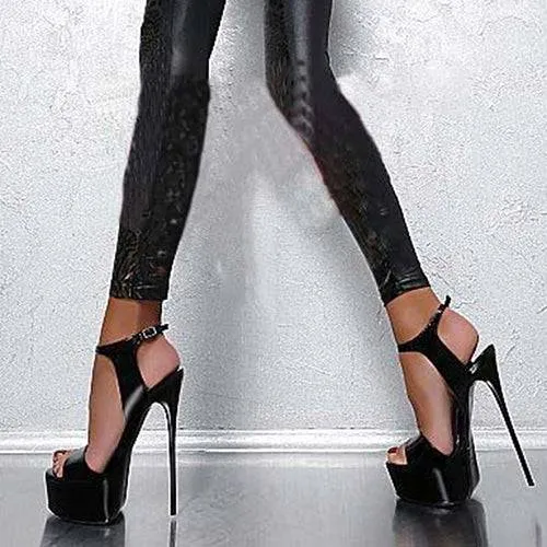 Sandals High Heels Open Toe Buckles