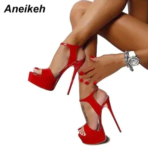 Sandals High Heels Open Toe Buckles