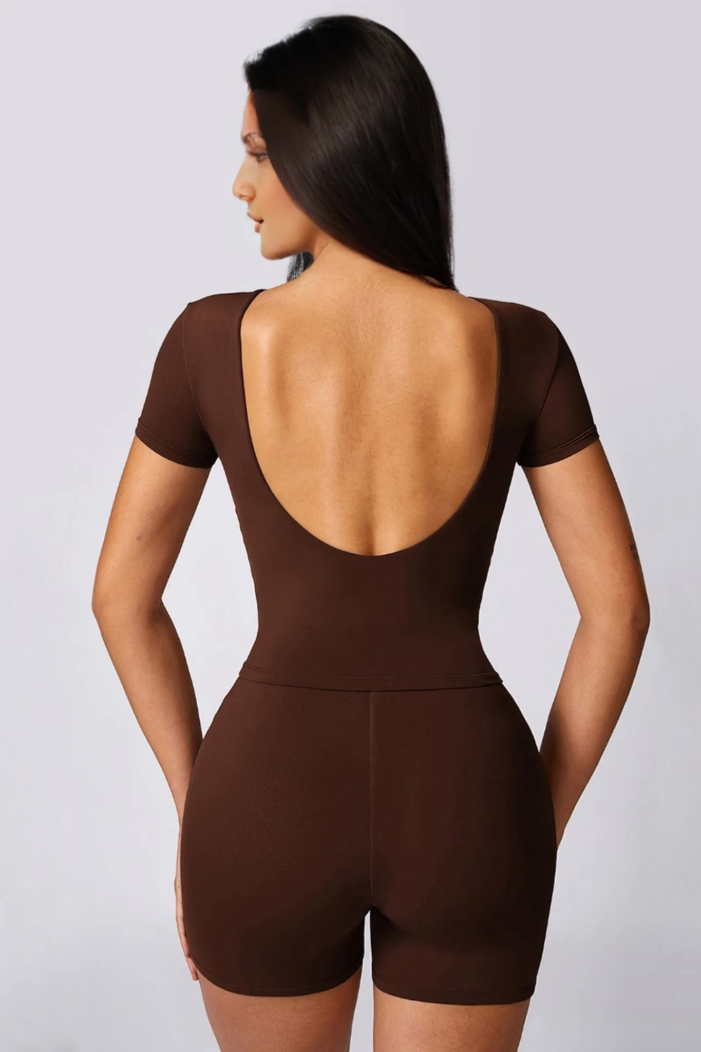 SculptEase Waist-Length Crop Top - Brown