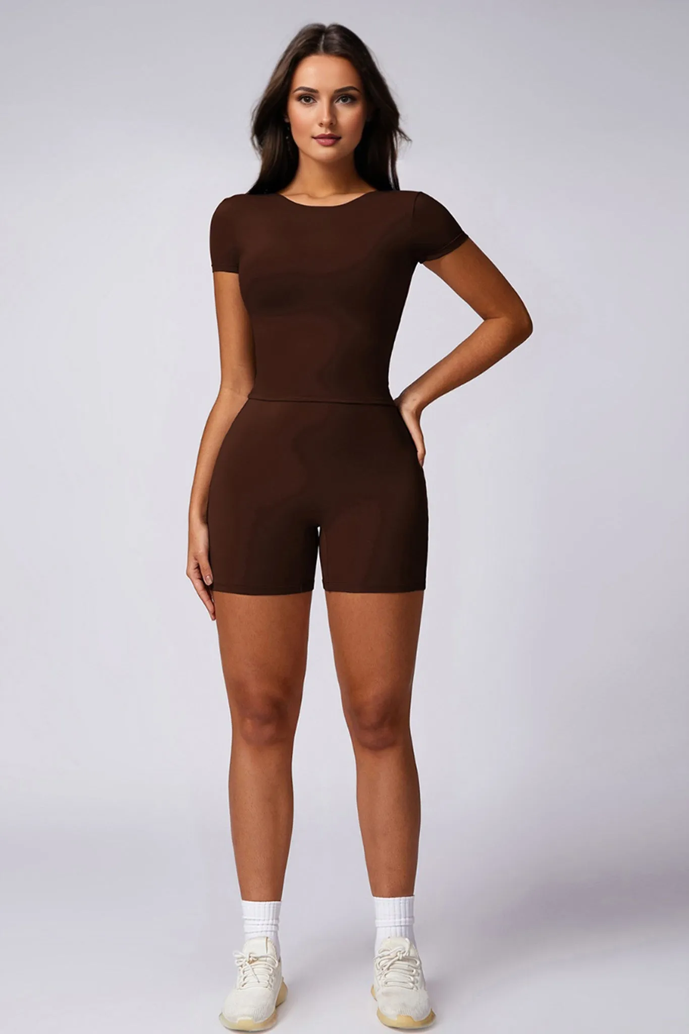 SculptEase Waist-Length Crop Top - Brown