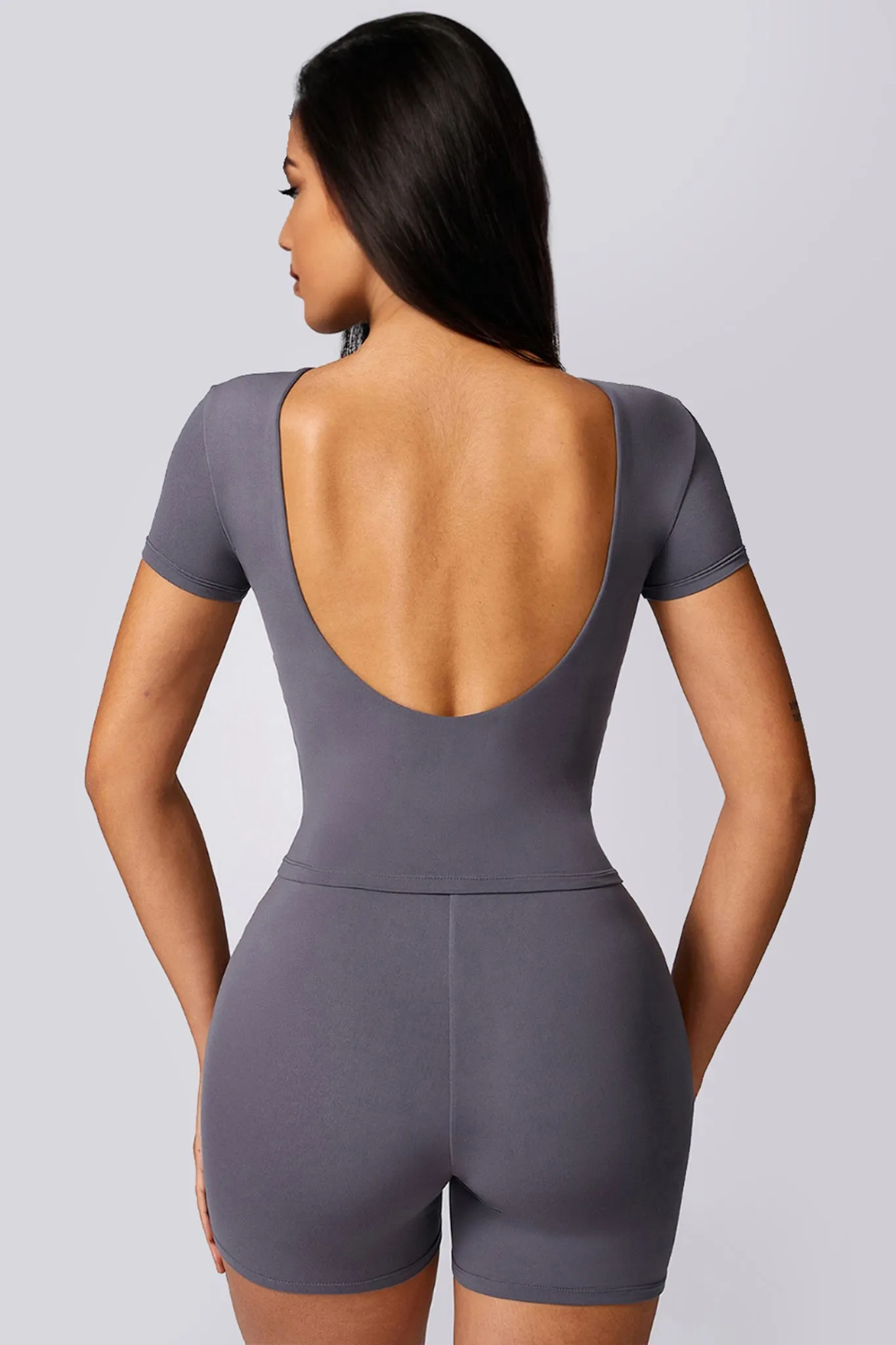SculptEase Waist-Length Crop Top - Dark Grey