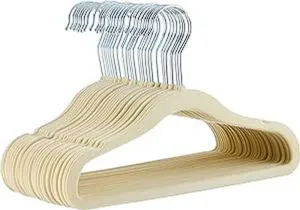 Set of 30 Non-Slip Velvet Hangers for Kids & Toddlers - 29 cm, Beige