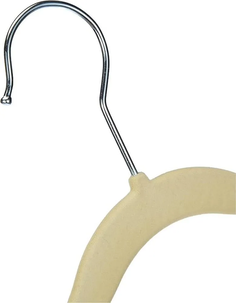 Set of 30 Non-Slip Velvet Hangers for Kids & Toddlers - 29 cm, Beige