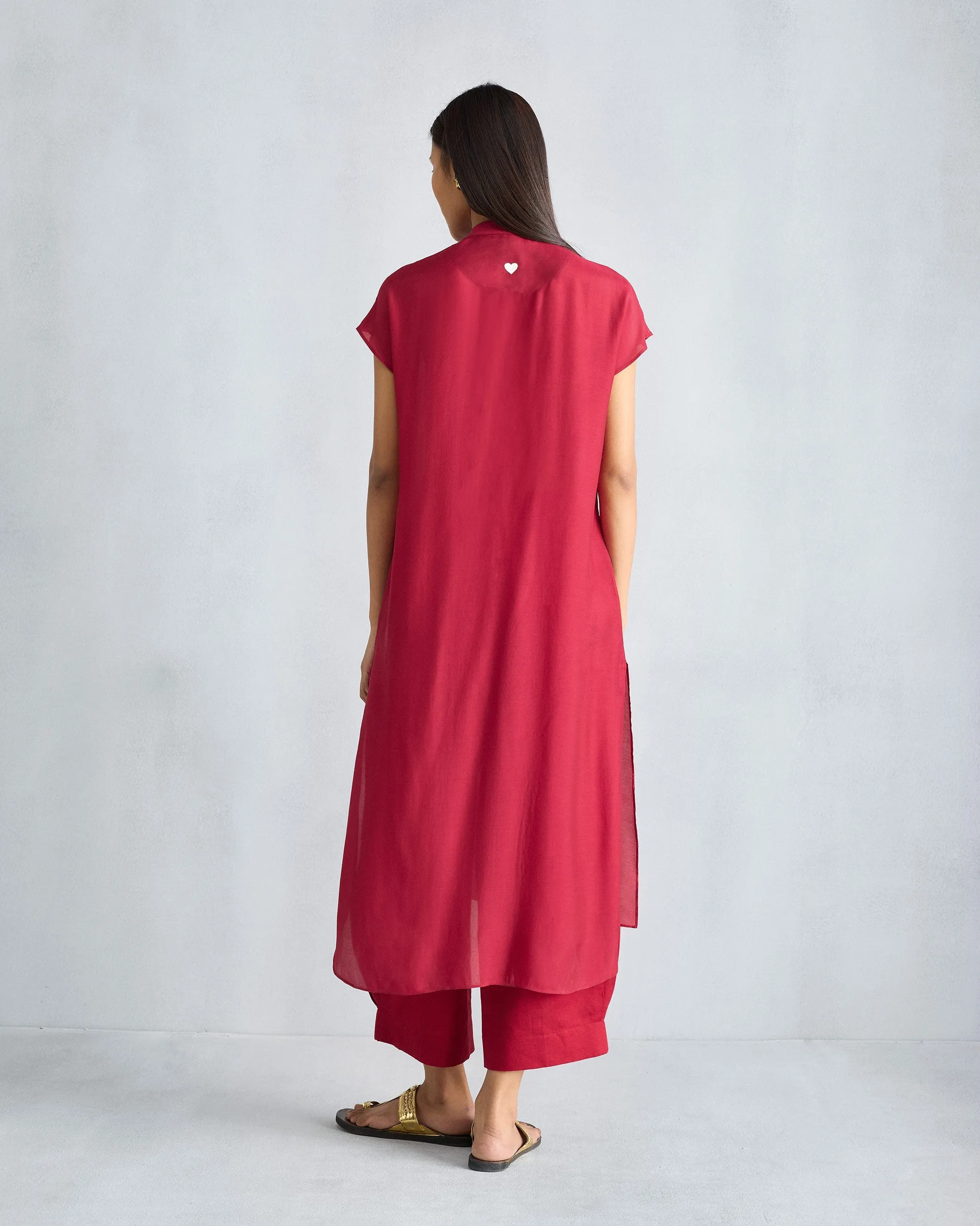 Short Sleeve Kurta - Red