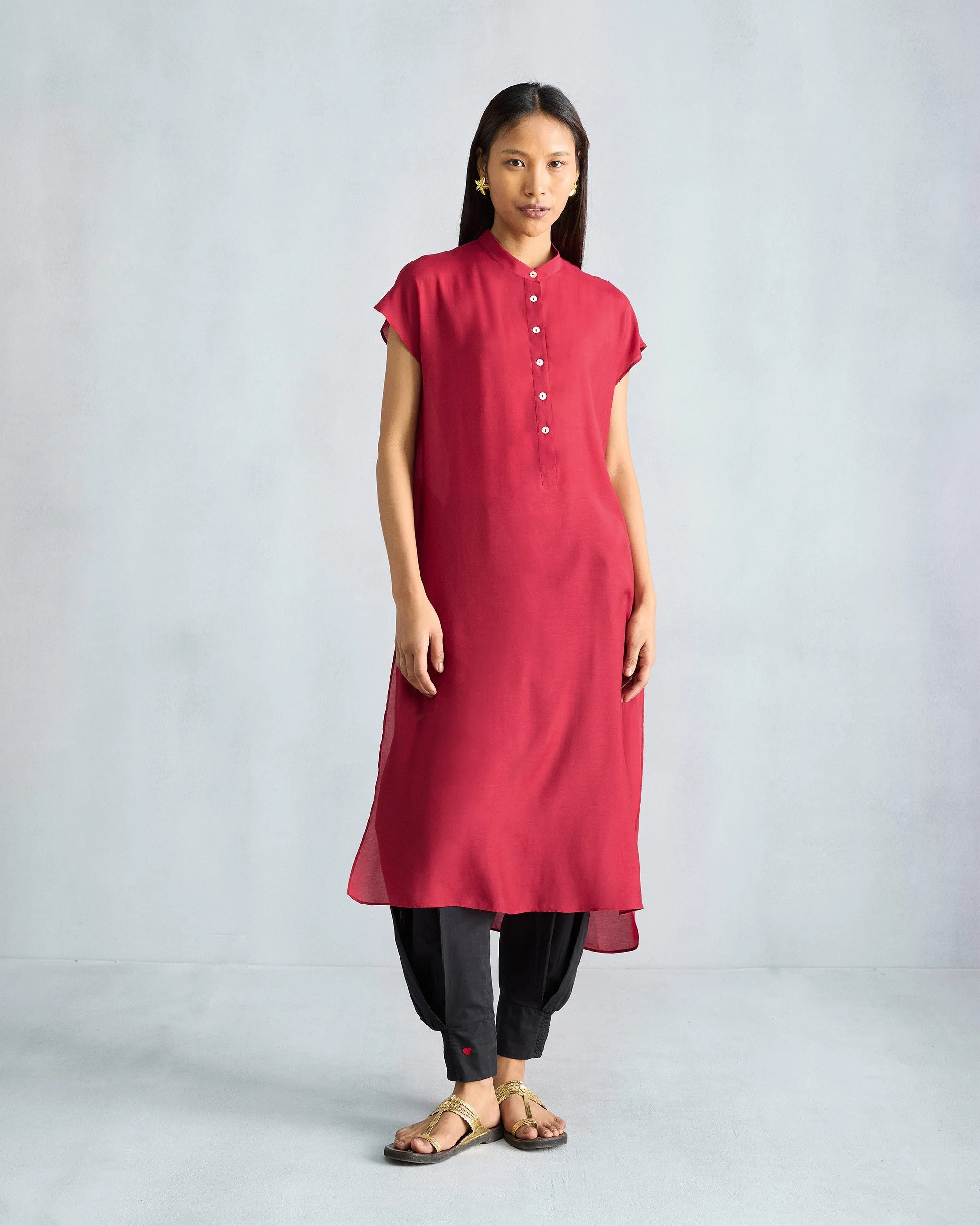 Short Sleeve Kurta - Red