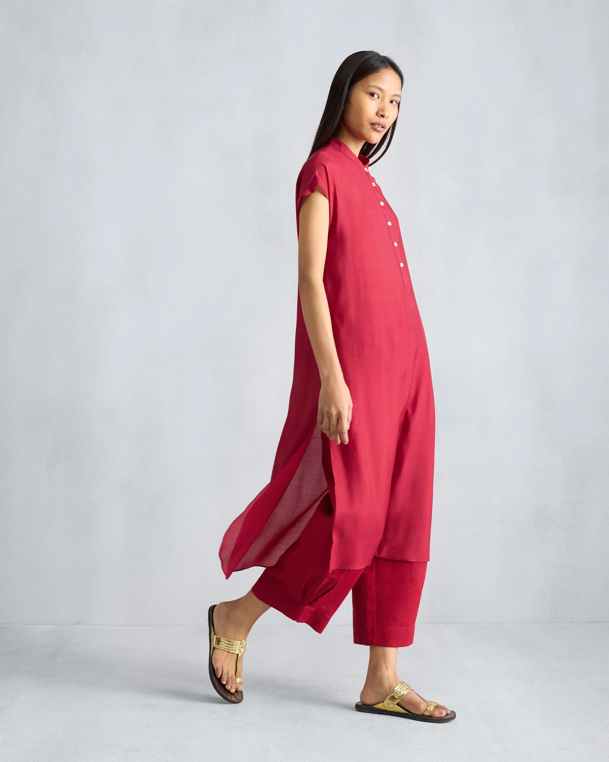 Short Sleeve Kurta - Red