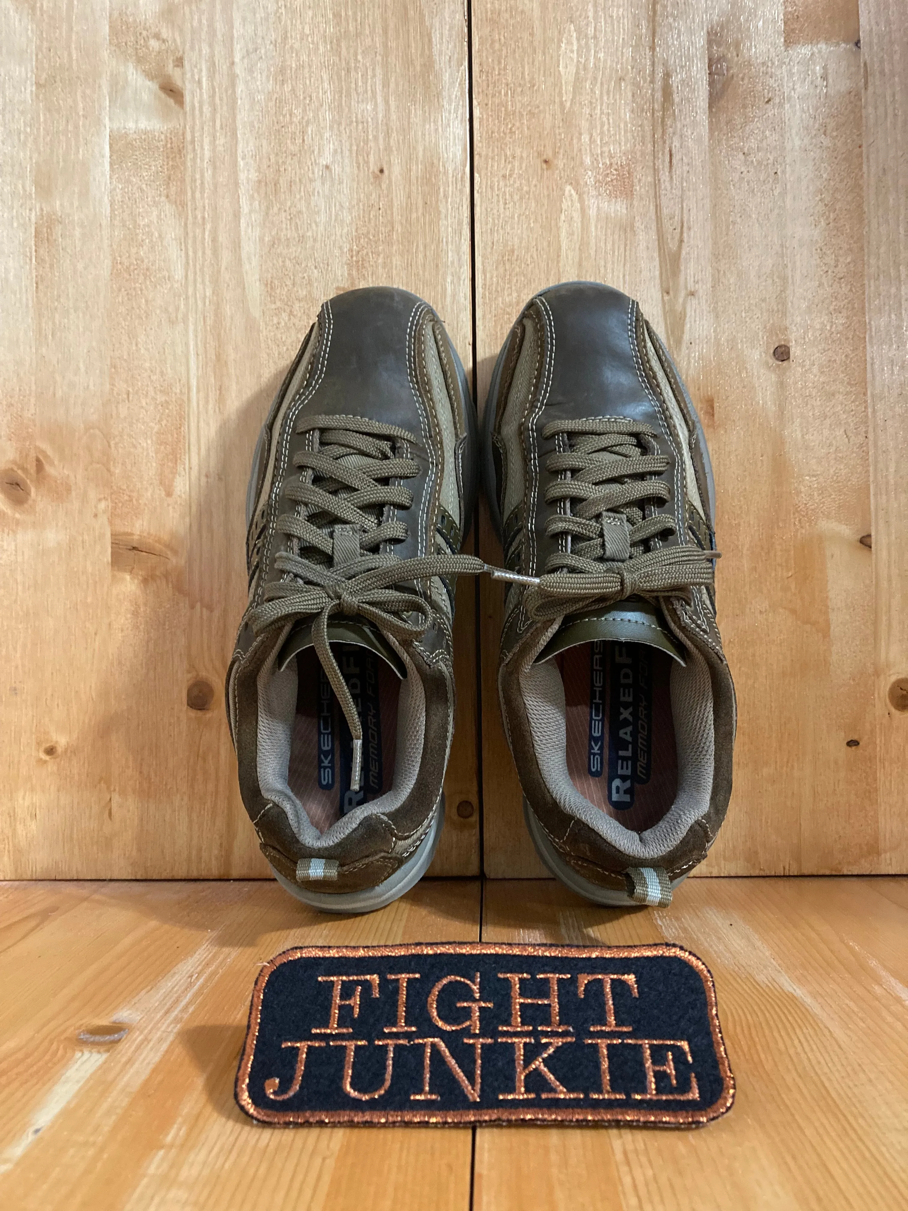 SKECHERS SKETCHERS BONICAL RELAXED FIT Men's Size 9.5 Leather & Suede Shoes Sneakers Brown & Tan 64436