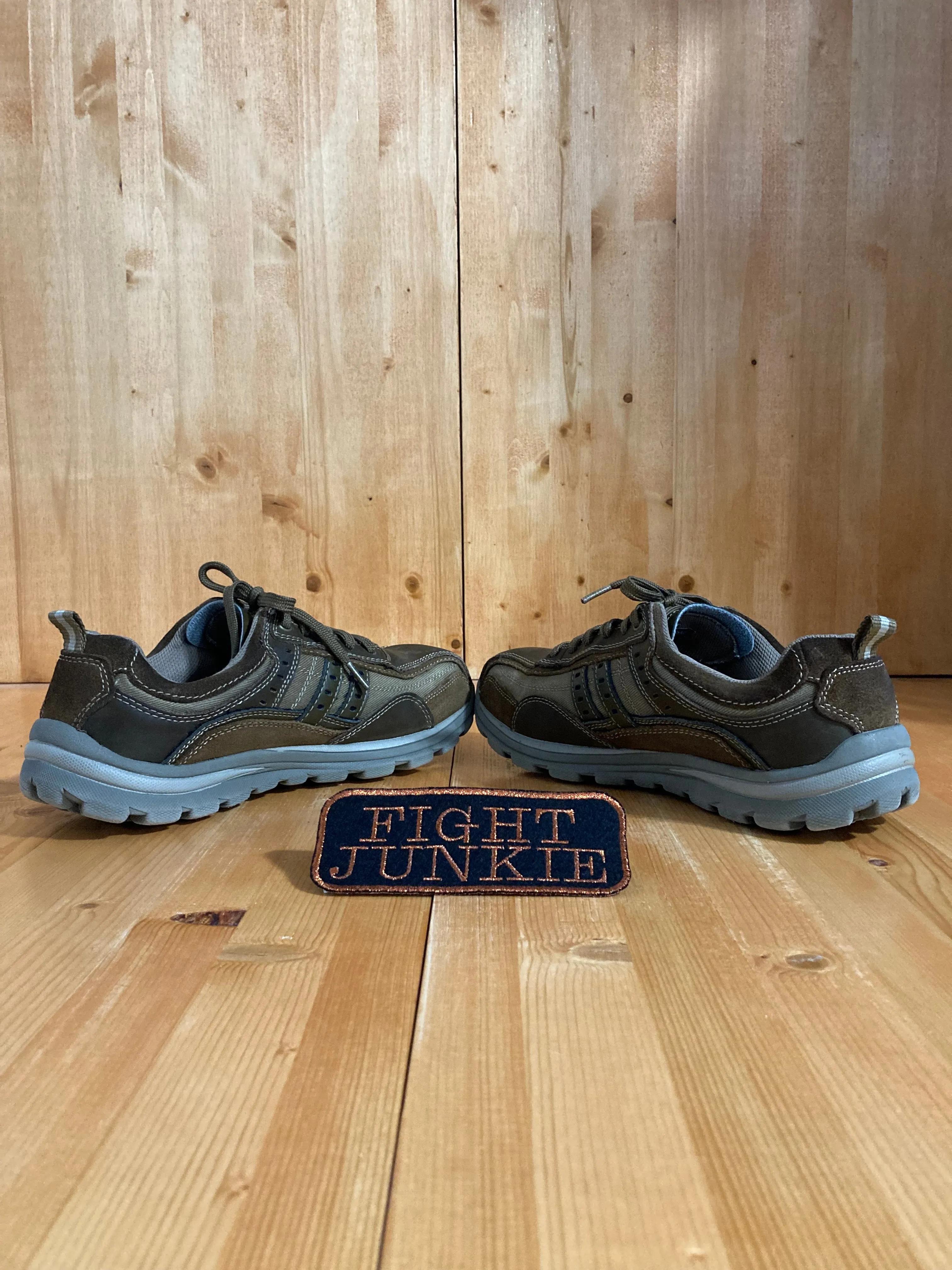 SKECHERS SKETCHERS BONICAL RELAXED FIT Men's Size 9.5 Leather & Suede Shoes Sneakers Brown & Tan 64436
